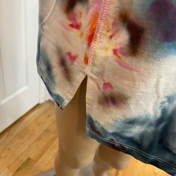 handmade tie dyed ladies tshirt shibori argyle tank XL blue - Picture 5 of 7